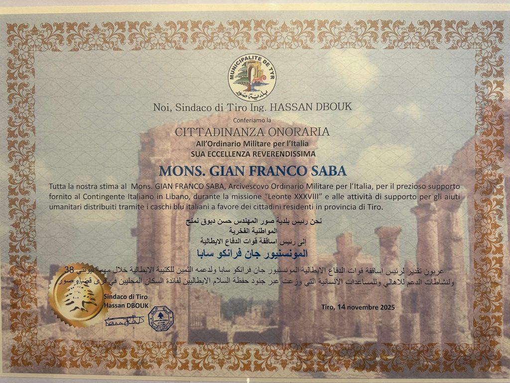 Cittadinanza onorario Tiro mons. Saba